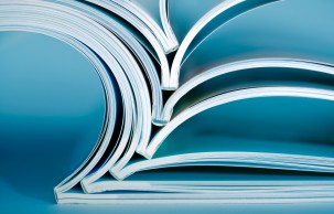 Stack of opened magazines